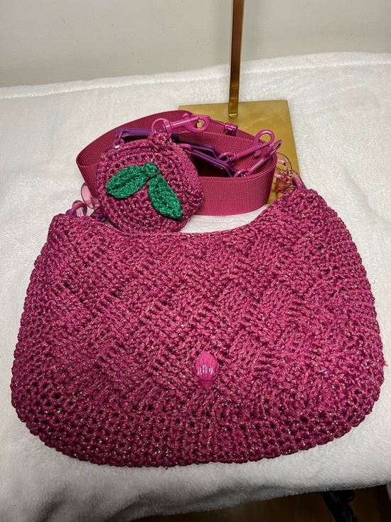 Kurt Geiger Handbags - Kurt Geiger Crochet Crossbody and shoulder Bag in Pink Like New